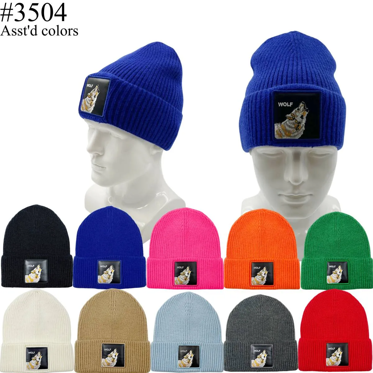 12-pack WOLF Winter Beanie Hat #3504