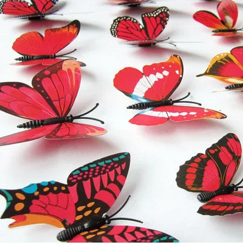 12pcs/lot  3D PVC Wall Stickers  Magnet Butterflies DIY Wall Sticker Home Decor Poster  Kids Rooms Wall Decoration