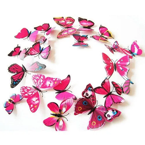 12pcs/lot  3D PVC Wall Stickers  Magnet Butterflies DIY Wall Sticker Home Decor Poster  Kids Rooms Wall Decoration