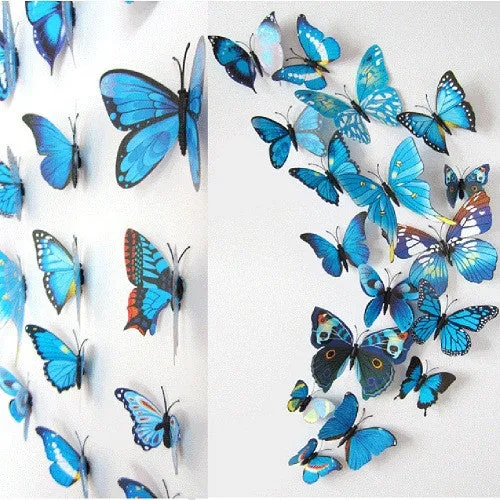 12pcs/lot  3D PVC Wall Stickers  Magnet Butterflies DIY Wall Sticker Home Decor Poster  Kids Rooms Wall Decoration