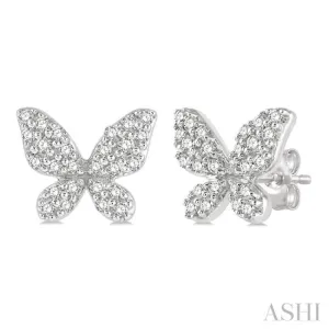 1/5 ctw Butterfly Motif Round Cut Diamond Petite Fashion Earring in 10K White Gold