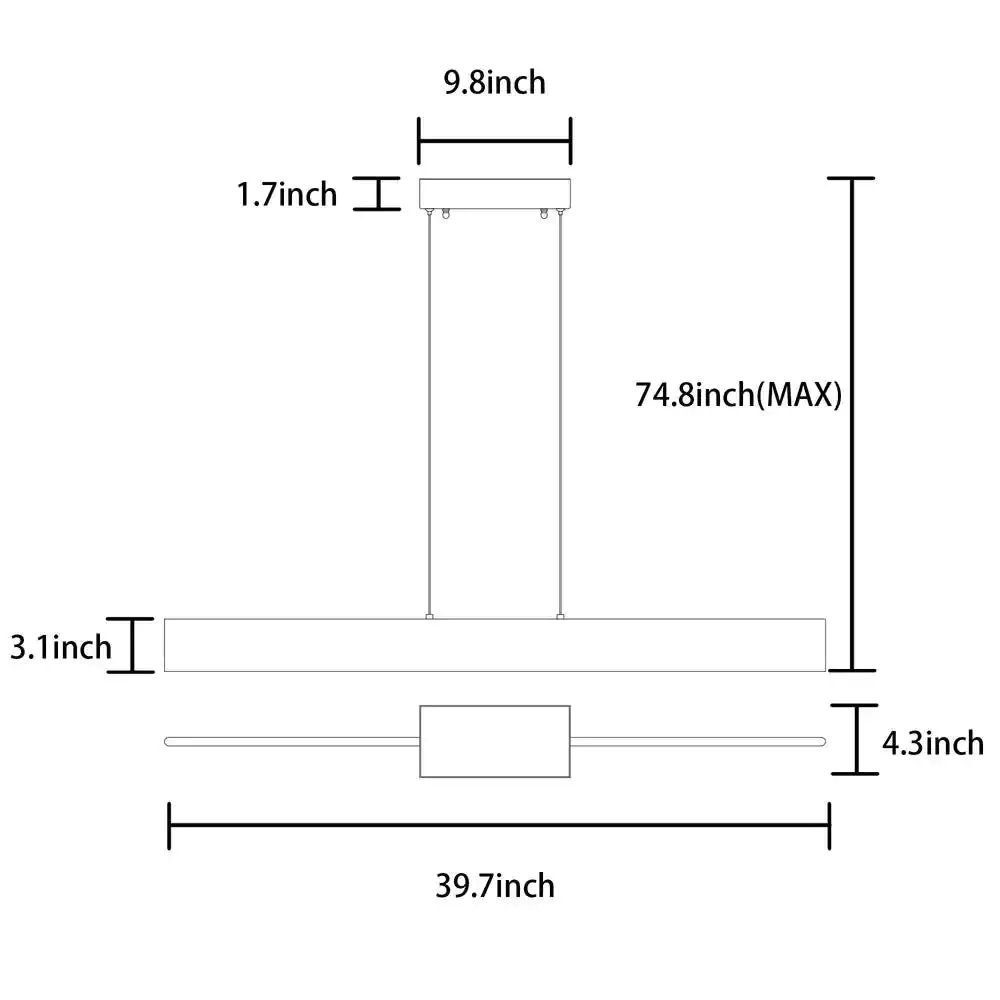 39.7 in. L 20-Watt Integrated LED Nickel Pendant Light