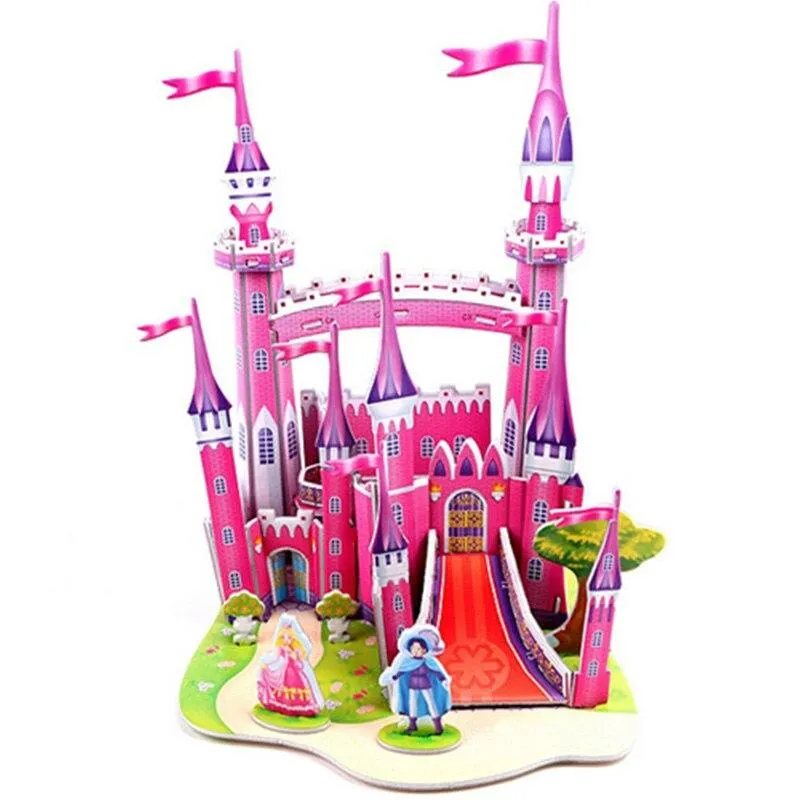 3D Puzzle DIY House Cartoon Princess Castle Garden Castle Model Early Learning Educational Toys For Children Kids Gift