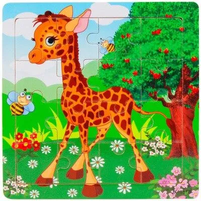 3D Wooden Puzzle Jigsaw Toys For Children Wood 3d Cartoon Animal Puzzles Intelligence Kids Early Educational Toys for children