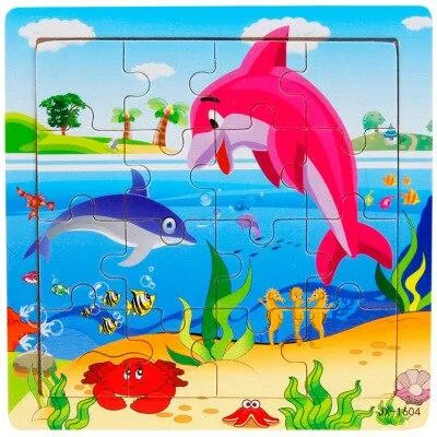 3D Wooden Puzzle Jigsaw Toys For Children Wood 3d Cartoon Animal Puzzles Intelligence Kids Early Educational Toys for children