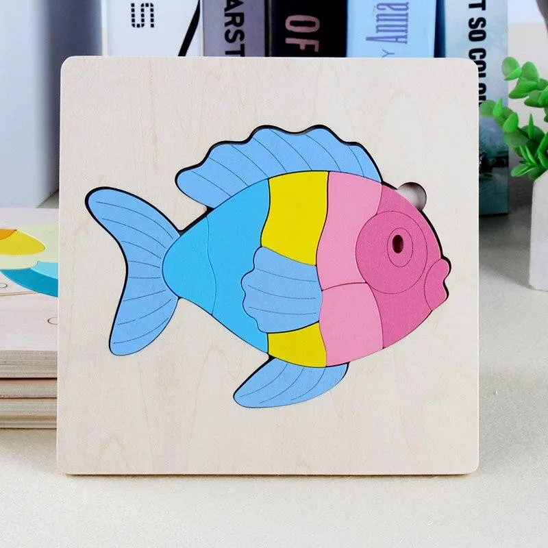 3D Wooden Puzzle Jigsaw Toys For Children Wood 3d Cartoon Animal Puzzles Intelligence Kids Early Educational Toys for children