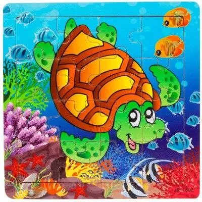 3D Wooden Puzzle Jigsaw Toys For Children Wood 3d Cartoon Animal Puzzles Intelligence Kids Early Educational Toys for children