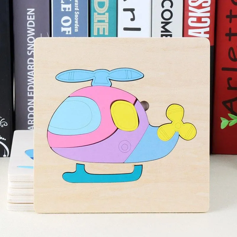 3D Wooden Puzzle Jigsaw Toys For Children Wood 3d Cartoon Animal Puzzles Intelligence Kids Early Educational Toys for children