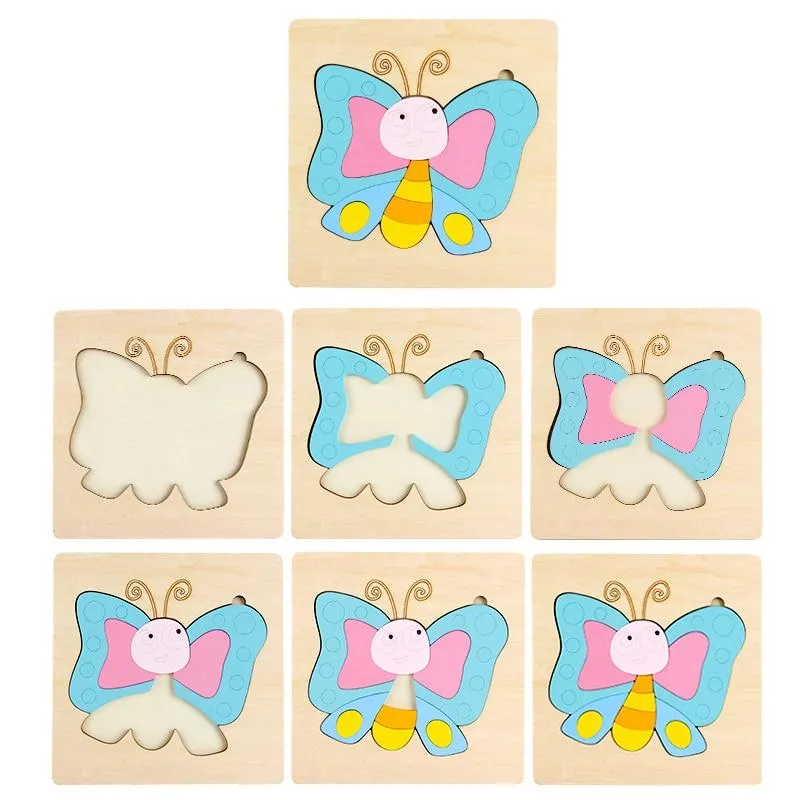 3D Wooden Puzzle Jigsaw Toys For Children Wood 3d Cartoon Animal Puzzles Intelligence Kids Early Educational Toys for children