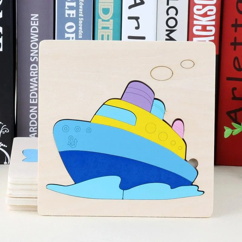 3D Wooden Puzzle Jigsaw Toys For Children Wood 3d Cartoon Animal Puzzles Intelligence Kids Early Educational Toys for children