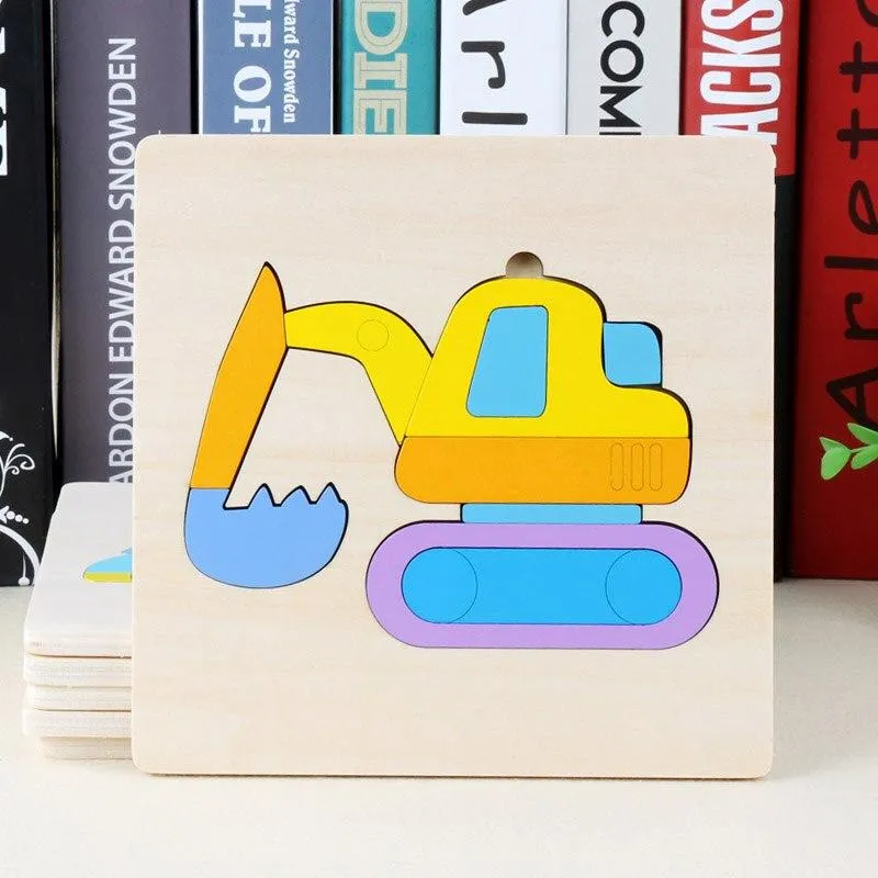 3D Wooden Puzzle Jigsaw Toys For Children Wood 3d Cartoon Animal Puzzles Intelligence Kids Early Educational Toys for children