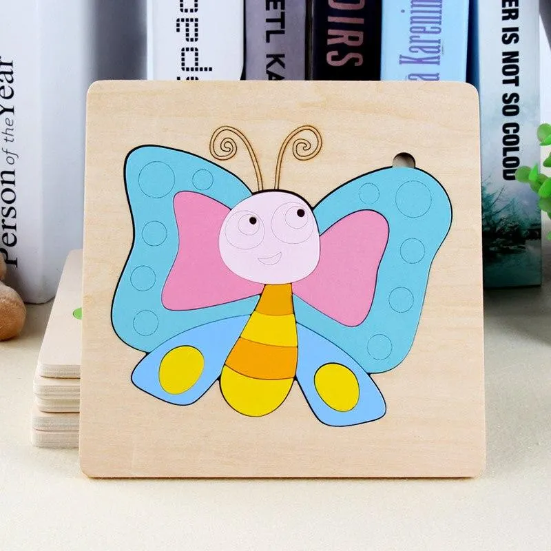 3D Wooden Puzzle Jigsaw Toys For Children Wood 3d Cartoon Animal Puzzles Intelligence Kids Early Educational Toys for children