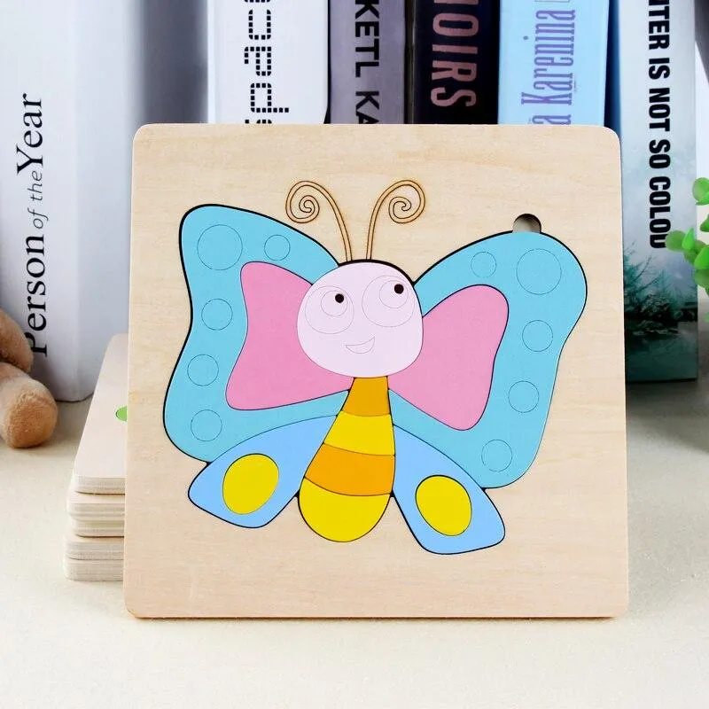 3D Wooden Puzzle Jigsaw Toys For Children Wood 3d Cartoon Animal Puzzles Intelligence Kids Early Educational Toys for children