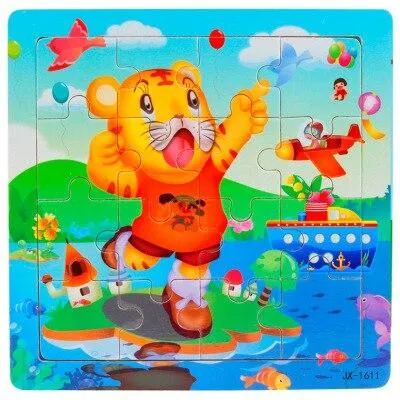 3D Wooden Puzzle Jigsaw Toys For Children Wood 3d Cartoon Animal Puzzles Intelligence Kids Early Educational Toys for children