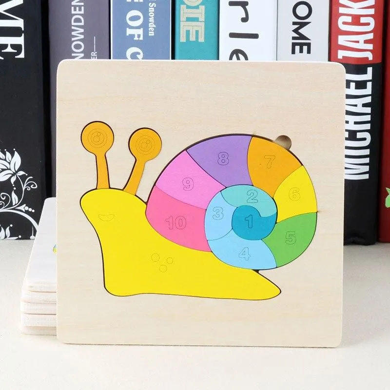 3D Wooden Puzzle Jigsaw Toys For Children Wood 3d Cartoon Animal Puzzles Intelligence Kids Early Educational Toys for children