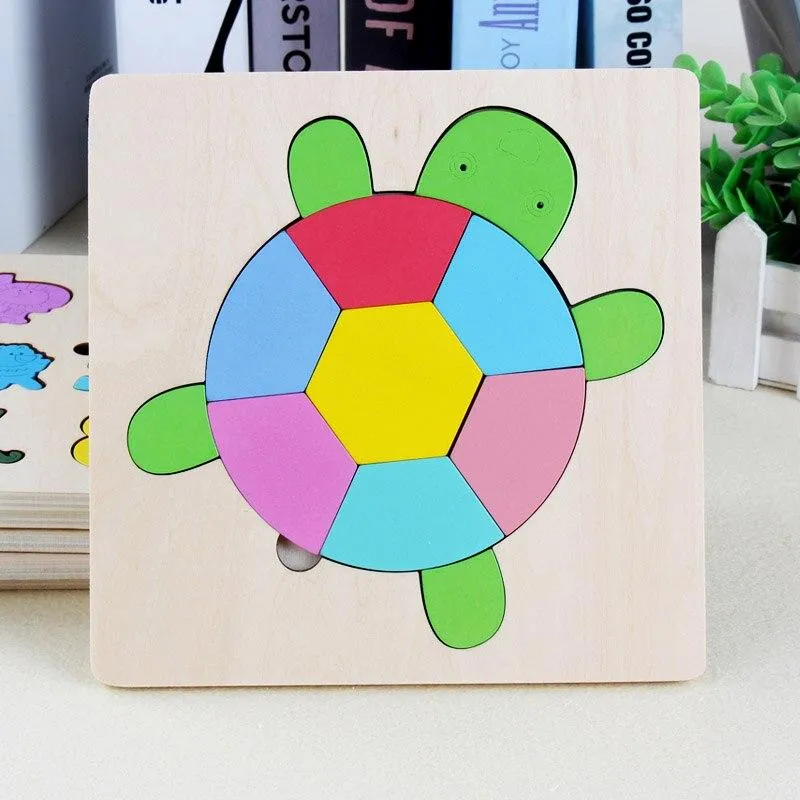 3D Wooden Puzzle Jigsaw Toys For Children Wood 3d Cartoon Animal Puzzles Intelligence Kids Early Educational Toys for children