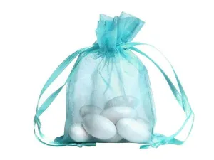 3"x4" Turquoise Organza Jewellery Wedding Birthday Party Favor Gift Drawstring Pouches Bags - 10/pk