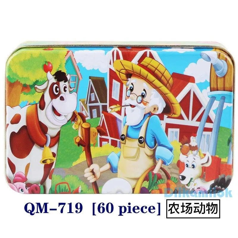 60 Pieces Wooden Puzzle Kids Toy Cartoon Animal Wood Jigsaw Puzzles Child Early Educational Learning Toys Christmas Gift