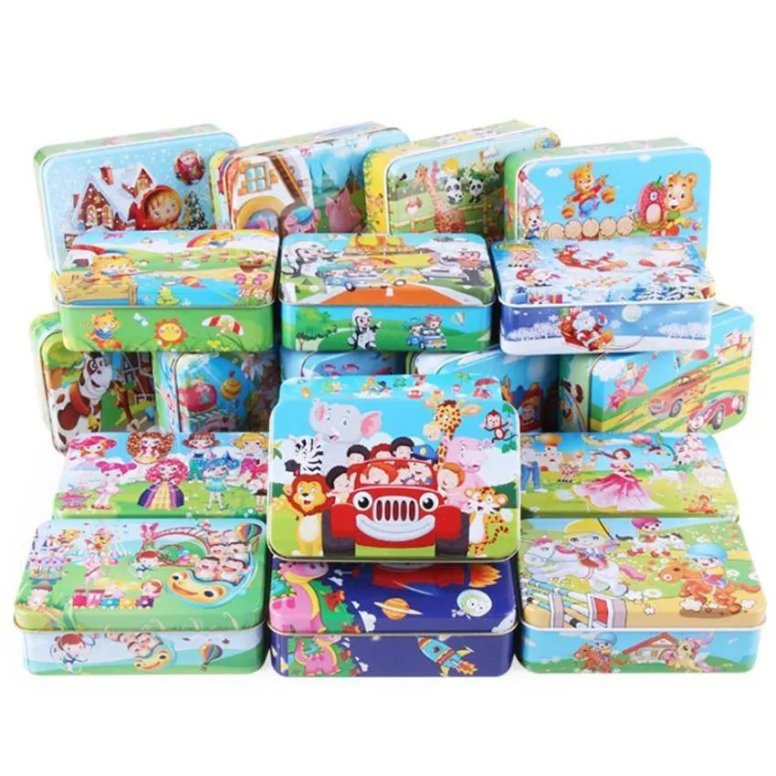 60 Pieces Wooden Puzzle Kids Toy Cartoon Animal Wood Jigsaw Puzzles Child Early Educational Learning Toys Christmas Gift