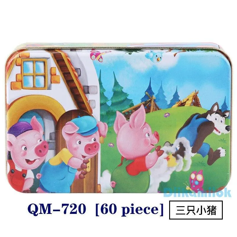 60 Pieces Wooden Puzzle Kids Toy Cartoon Animal Wood Jigsaw Puzzles Child Early Educational Learning Toys Christmas Gift