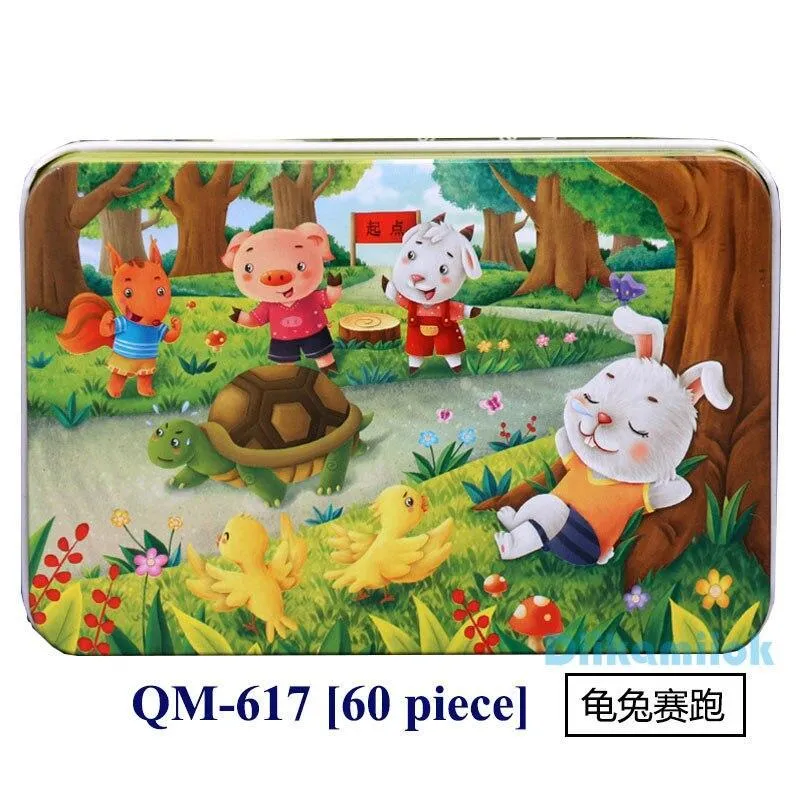 60 Pieces Wooden Puzzle Kids Toy Cartoon Animal Wood Jigsaw Puzzles Child Early Educational Learning Toys Christmas Gift