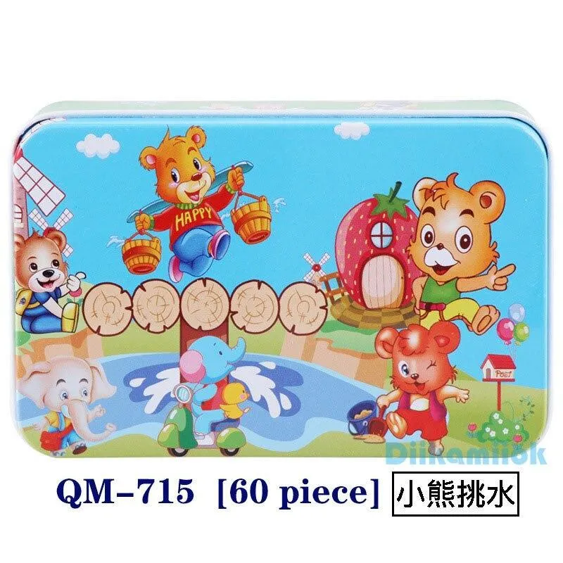 60 Pieces Wooden Puzzle Kids Toy Cartoon Animal Wood Jigsaw Puzzles Child Early Educational Learning Toys Christmas Gift