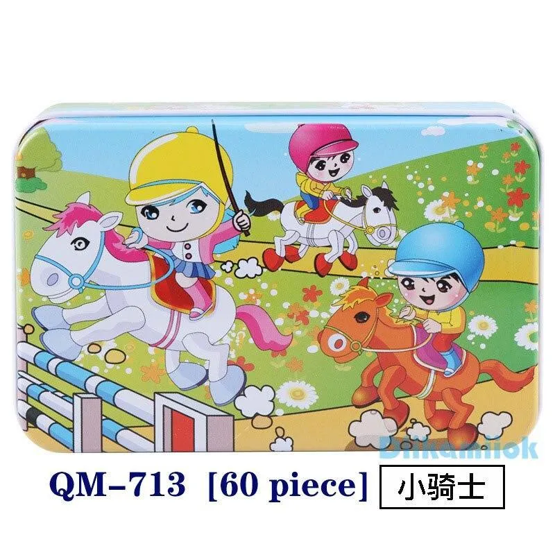 60 Pieces Wooden Puzzle Kids Toy Cartoon Animal Wood Jigsaw Puzzles Child Early Educational Learning Toys Christmas Gift