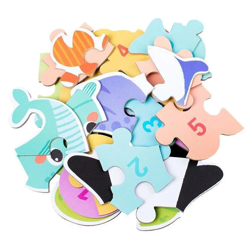 Baby Puzzle Toys Games Iron Box Cartoon 3D Animals Wooden Puzzle For Children Early Educational Toys Gifts For Kids