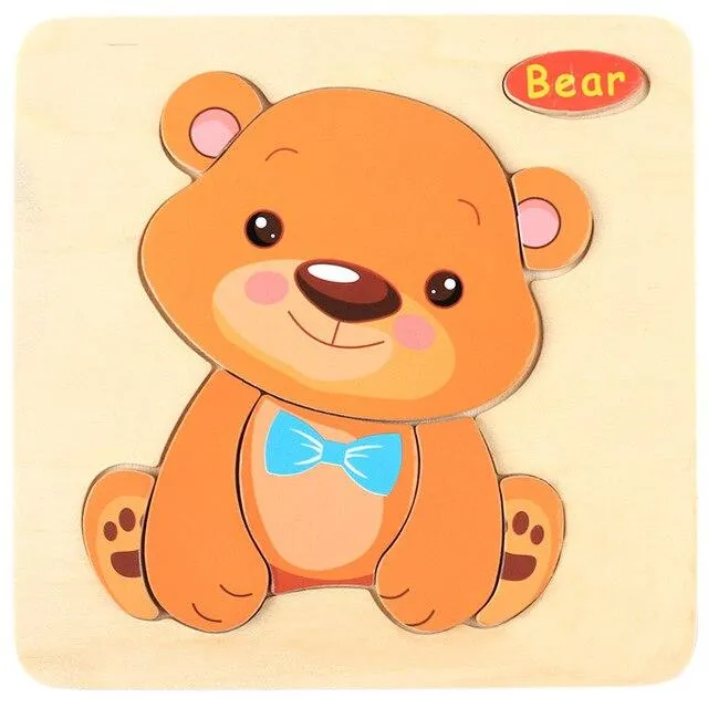 Baby Toys 3D Wooden Puzzle Jigsaw Toys for Children Cartoon Animal Puzzles Intelligence Kids Early Educational Brain Teaser Toys