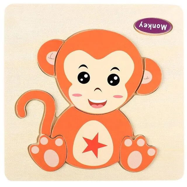 Baby Toys 3D Wooden Puzzle Jigsaw Toys for Children Cartoon Animal Puzzles Intelligence Kids Early Educational Brain Teaser Toys