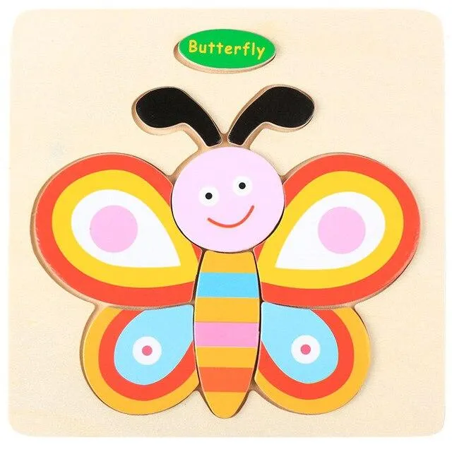 Baby Toys 3D Wooden Puzzle Jigsaw Toys for Children Cartoon Animal Puzzles Intelligence Kids Early Educational Brain Teaser Toys