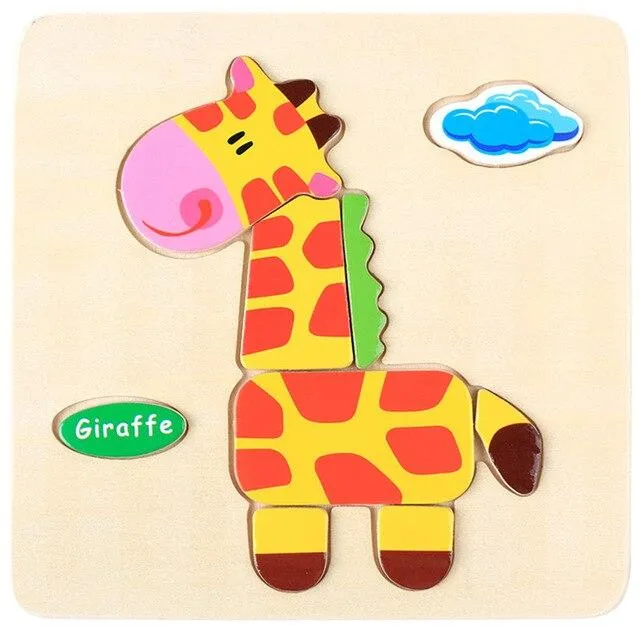 Baby Toys 3D Wooden Puzzle Jigsaw Toys for Children Cartoon Animal Puzzles Intelligence Kids Early Educational Brain Teaser Toys