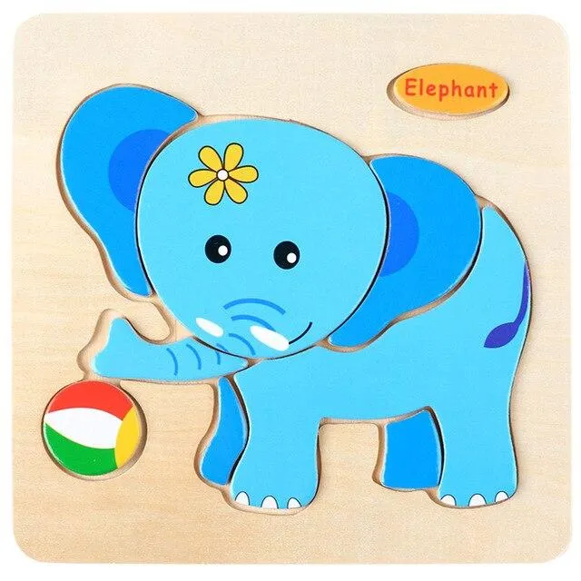 Baby Toys 3D Wooden Puzzle Jigsaw Toys for Children Cartoon Animal Puzzles Intelligence Kids Early Educational Brain Teaser Toys