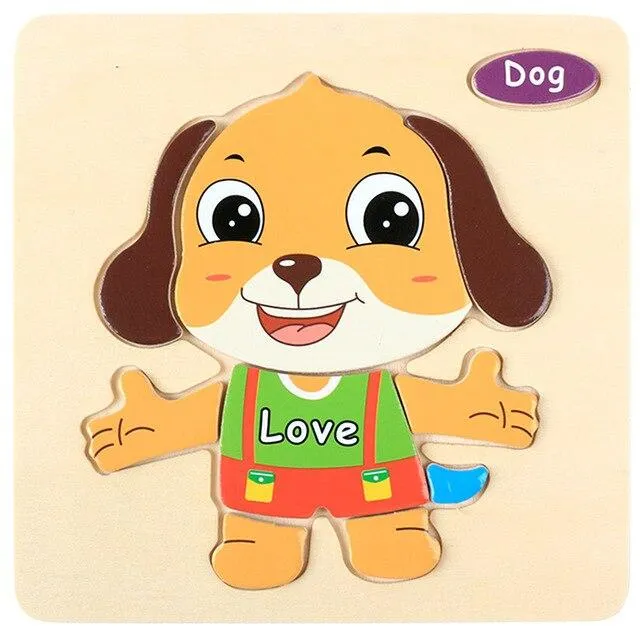 Baby Toys 3D Wooden Puzzle Jigsaw Toys for Children Cartoon Animal Puzzles Intelligence Kids Early Educational Brain Teaser Toys