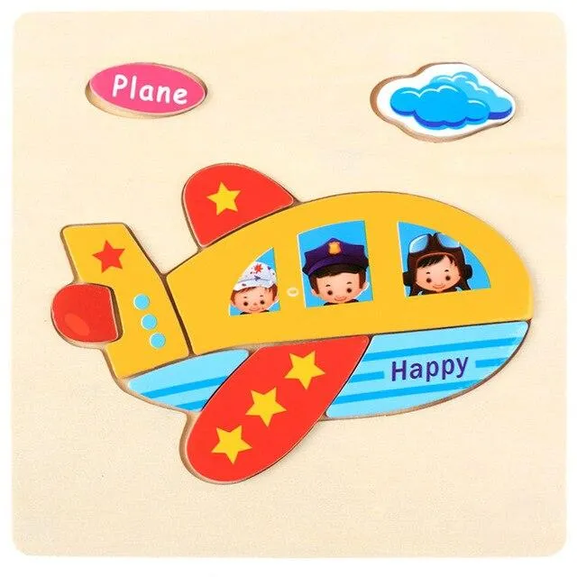 Baby Toys 3D Wooden Puzzle Jigsaw Toys for Children Cartoon Animal Puzzles Intelligence Kids Early Educational Brain Teaser Toys