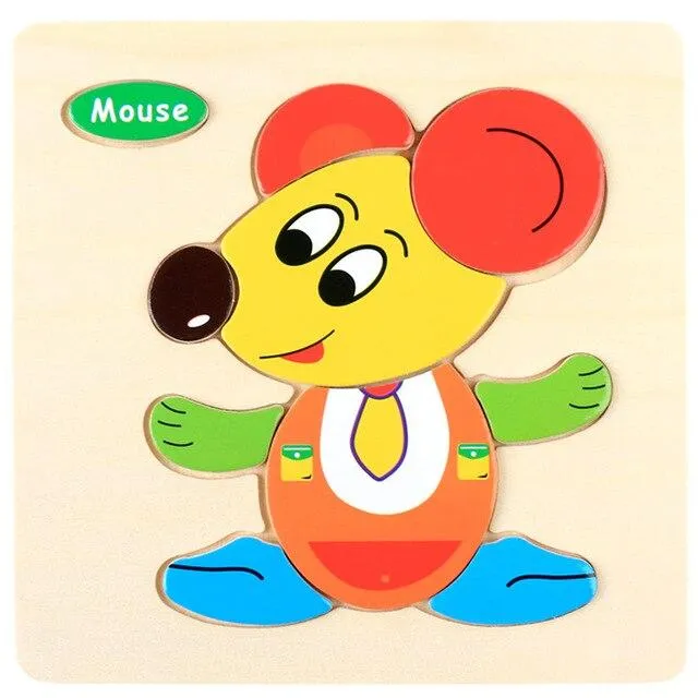 Baby Toys 3D Wooden Puzzle Jigsaw Toys for Children Cartoon Animal Puzzles Intelligence Kids Early Educational Brain Teaser Toys