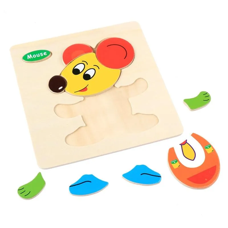 Baby Toys 3D Wooden Puzzle Jigsaw Toys for Children Cartoon Animal Puzzles Intelligence Kids Early Educational Brain Teaser Toys