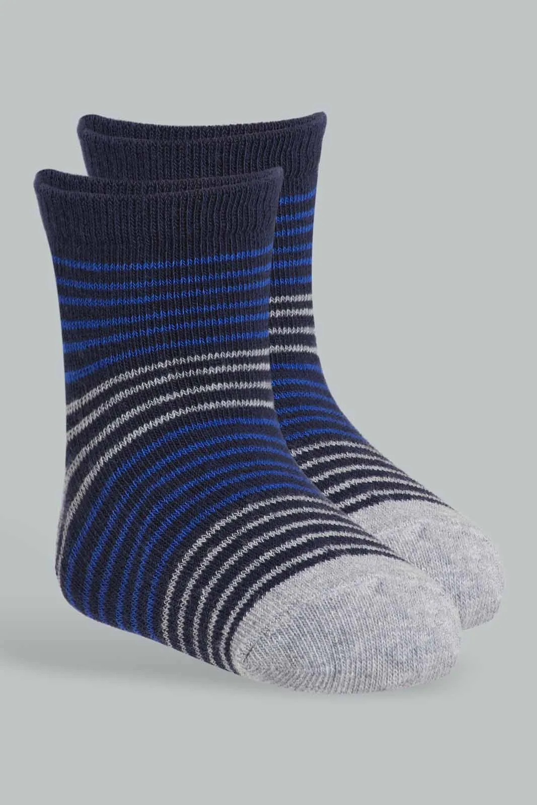 Blue Printed With Striped Impulse Socks 2 Pack Socks (Ankle Length)