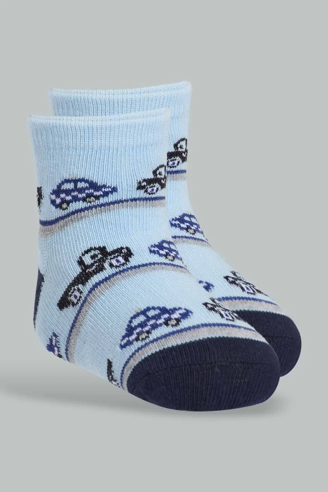 Blue Printed With Striped Impulse Socks 2 Pack Socks (Ankle Length)