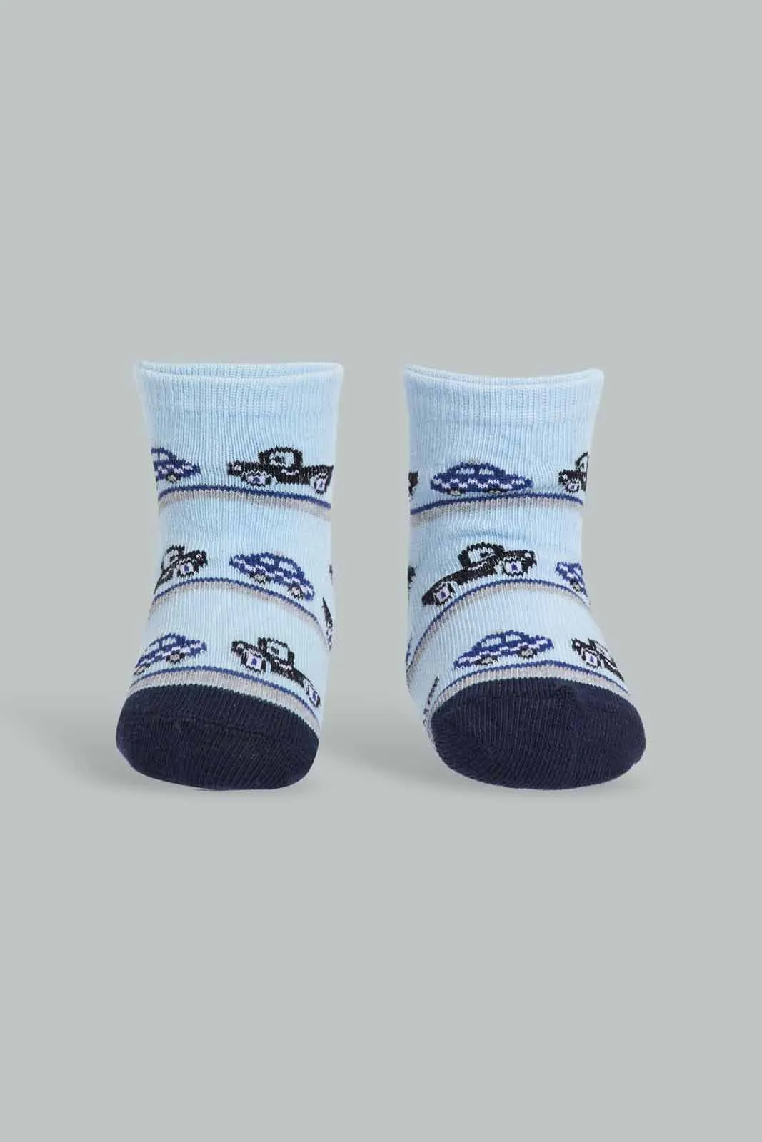 Blue Printed With Striped Impulse Socks 2 Pack Socks (Ankle Length)