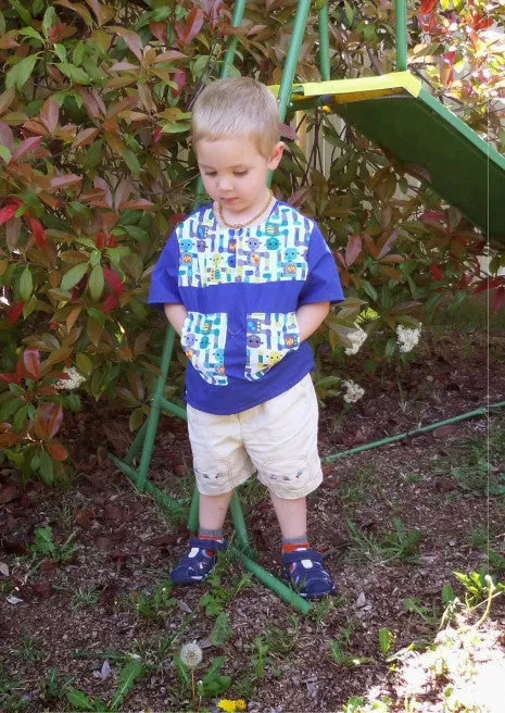 Boys shirt PDF sewing pattern for knit or woven fabric. Kieran Shirt sizes 2 - 12 years,