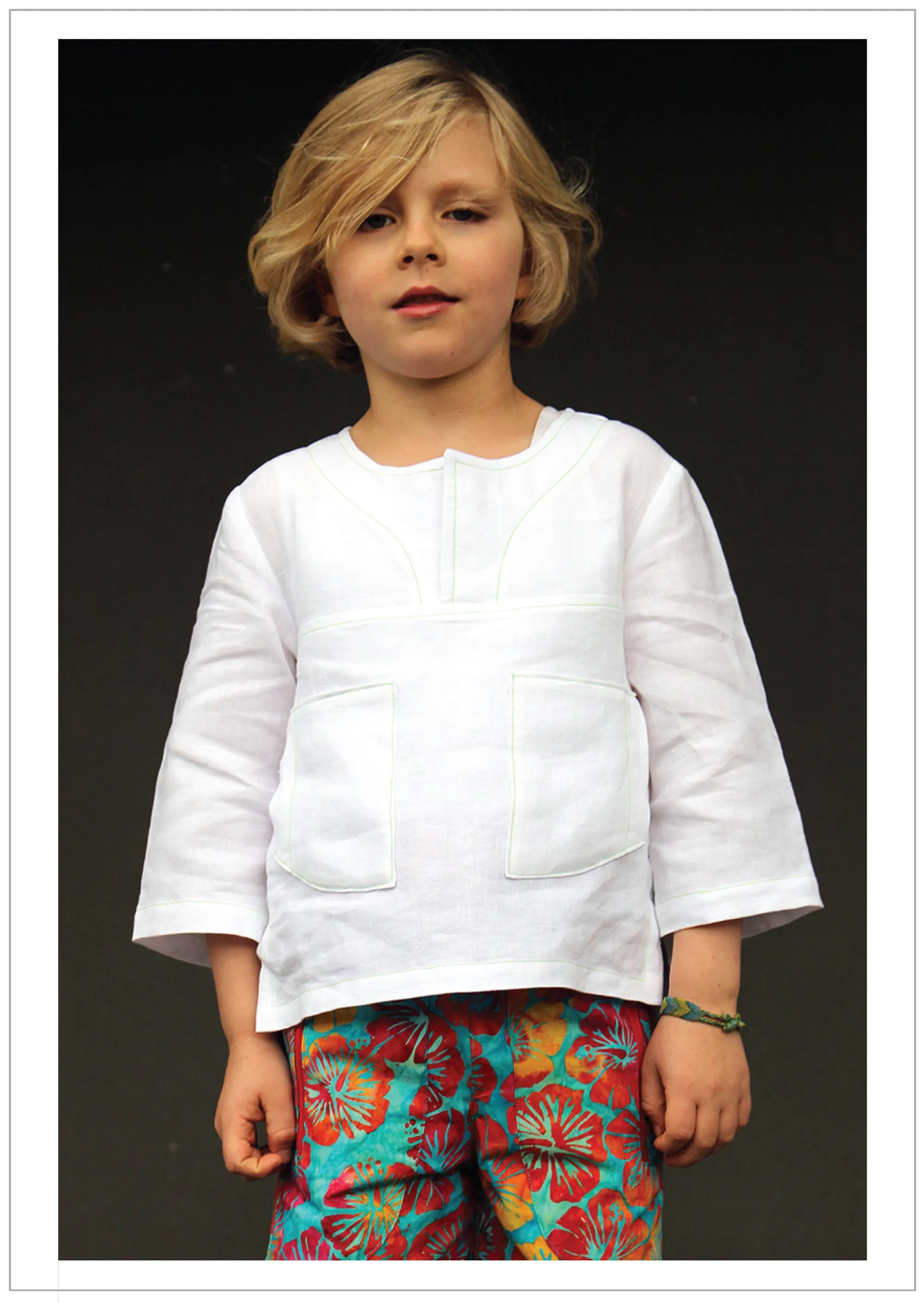 Boys shirt PDF sewing pattern for knit or woven fabric. Kieran Shirt sizes 2 - 12 years,