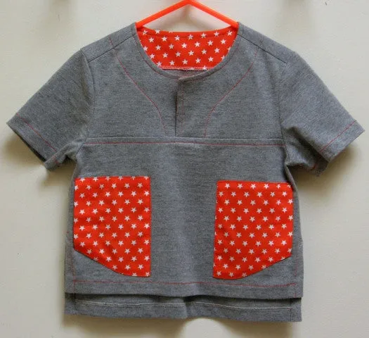 Boys shirt PDF sewing pattern for knit or woven fabric. Kieran Shirt sizes 2 - 12 years,