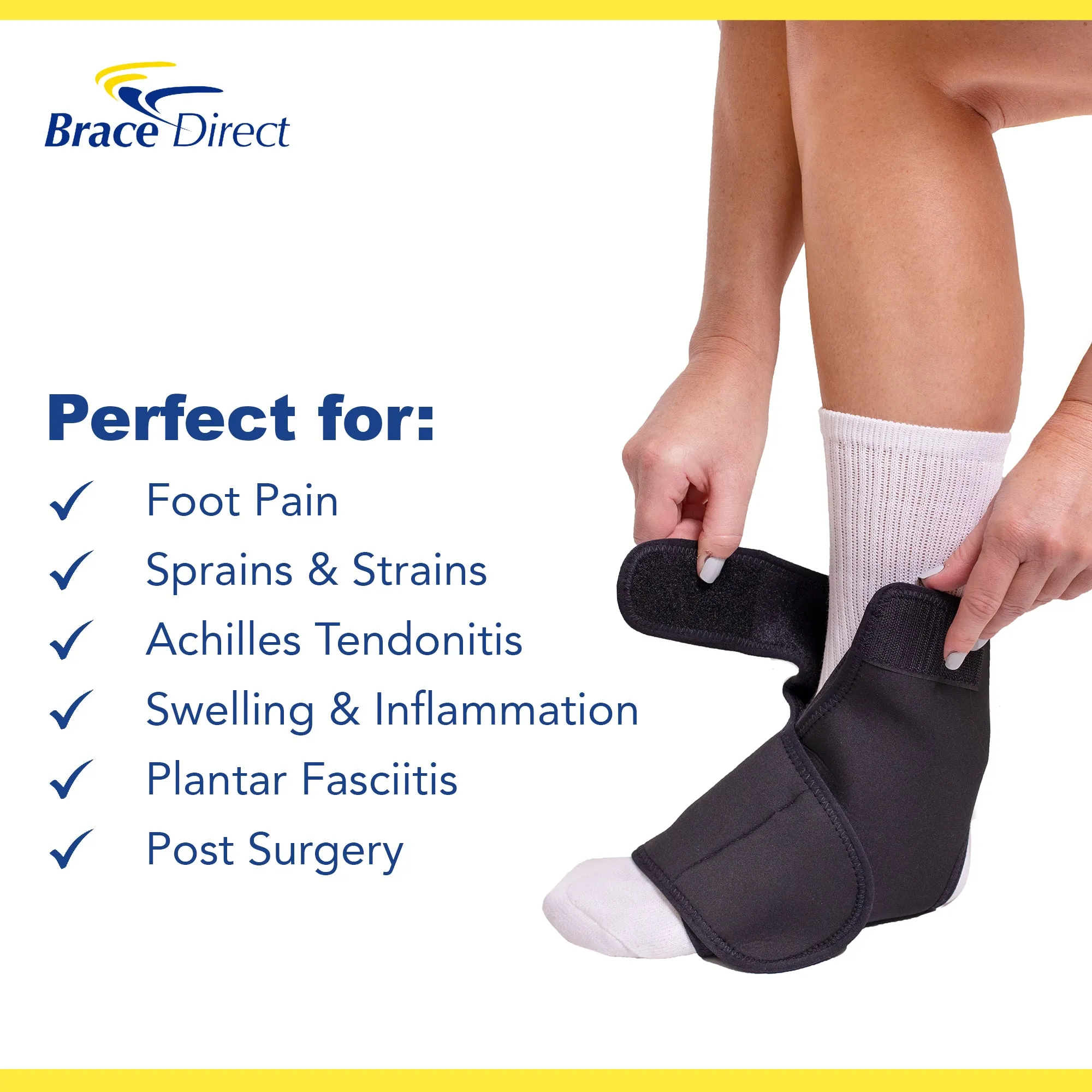 Brace Direct Ankle & Foot Reusable Gel Ice Pack Cold Wrap