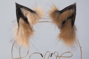 brown and black fox ear neko ear cat ear headband wolf ear kitten ear petplay ear kitten play ear animal ear neko cosplay animal cosplay ear