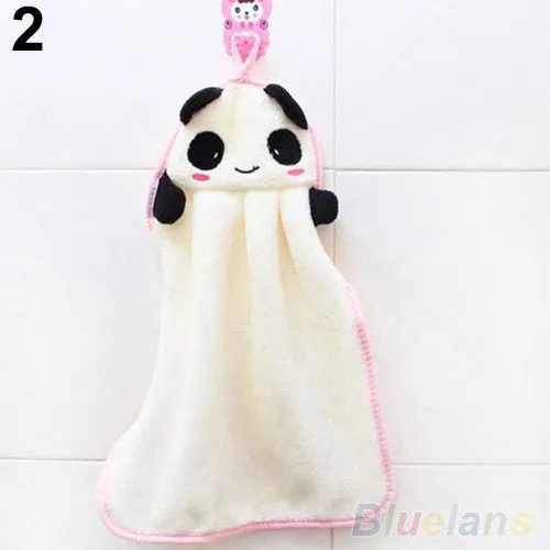 Cartoon Hand Towel Soft Plush Fabric  Animal Hanging Wipe Nursery Bathing Towel 58ZW