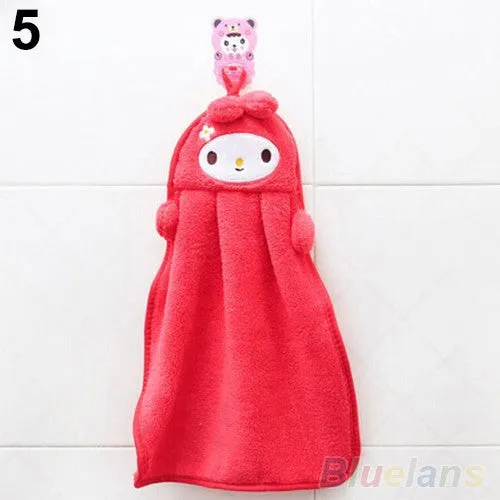 Cartoon Hand Towel Soft Plush Fabric  Animal Hanging Wipe Nursery Bathing Towel 58ZW