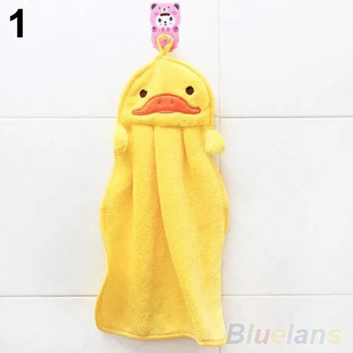 Cartoon Hand Towel Soft Plush Fabric  Animal Hanging Wipe Nursery Bathing Towel 58ZW