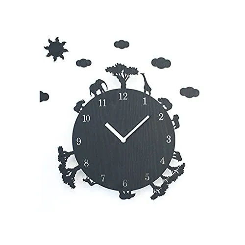 chaonong Wall Clock Northern Cartoon Creative Cartoon Animal Clock Bedroom Mute Wall Hanging Clock Living Room Modern Hanging Table (Color : A)