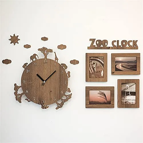 chaonong Wall Clock Northern Cartoon Creative Cartoon Animal Clock Bedroom Mute Wall Hanging Clock Living Room Modern Hanging Table (Color : A)